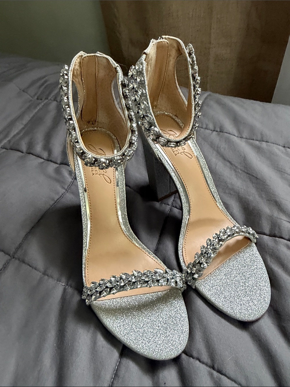 Badgley Mischka silver heels